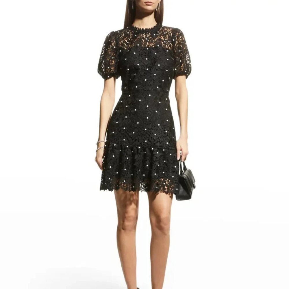 NEW!! $425 Milly Yasmine Black Daisy Dress; Size 4